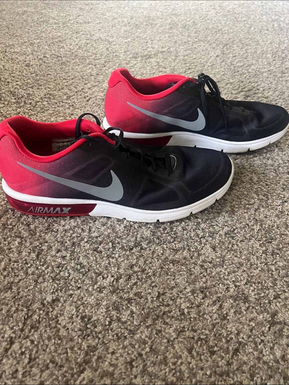 Nike Black & Red Air Max Sequent Runner Shoes